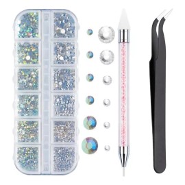 Mouyic Cristales Ab De Uñas Deco Art Rhinestones Pinza Y Selector