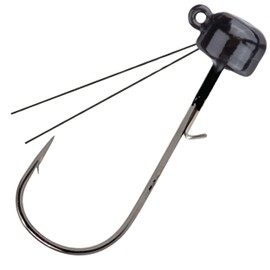 Reaction Tackle Tungsten Mushroom Head Ned Rig Shroom Jig Heads for Finesse Fishing, Weedless Jig Head for Bass Fishing with Soft Lures (5-Pack) 1/5oz Black weedless