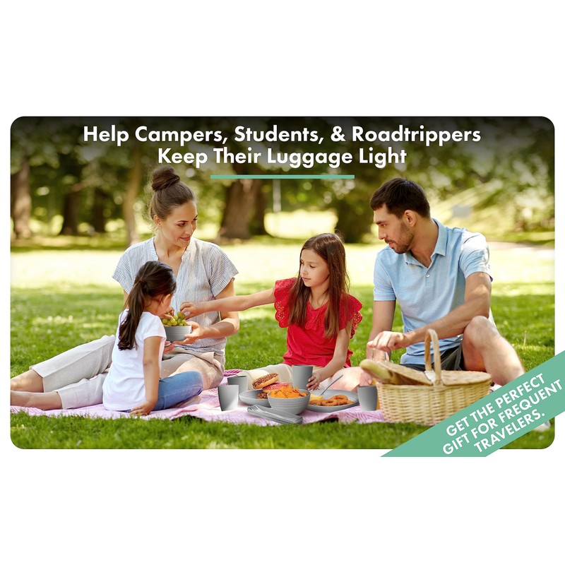 FOODLE Wheat Straw Dinnerware Sets for 4 - Lightweight &