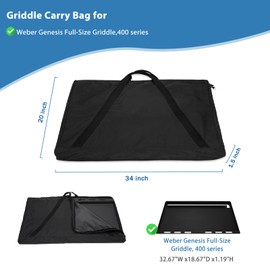 Griddle Cover for Weber Genesis 400 Series Griddle, Full-Size Storage Bag with Durable Handles, Flat Top Griddle Cover for Weber Griddle Insert Storage Carry Bag