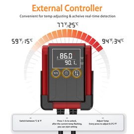 AQQA Aquarium Heater,800W PTC Fish Tank Heater with LED Thermostat Controller,Submersible Aquarium Heater with Protective Cover,Over-Temp Protection,for Fish Tank 300-880L