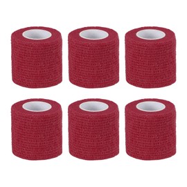 PATIKIL 1" x 177" Self Adhesive Bandage Wrap, 6 Pcs Elastic Self Breathable Self Adherent Wrap Tape for Stretch Athletic Sports Wrist Ankle Outdoor Tape, Dark Red