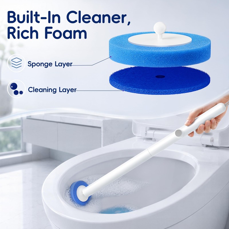 Toilet Bowl Cleaning Wand, Disposable Toilet Brush Kit with Replacement