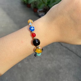 Clataly Solar System Bracelet Universe Galaxy Eight Planets Guardian Stars Bracelets Agate Beaded Bangle Jewelry Gifts for Women and Men (Woven bracelet)