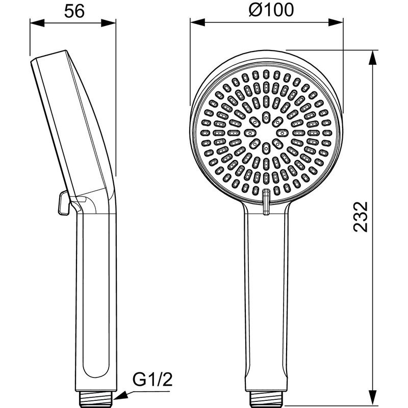 Ideal Standard BD580XG Alu+ 2 Function Hand Shower Diameter 10