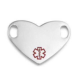 StickyJ Stainless Heart Medical Alert Bracelet Tag Small Red Symbol