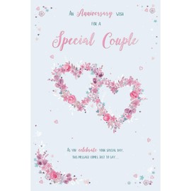 ICG Special Couple Anniversary Card - Floral Love Hearts Embossed with Foil Details