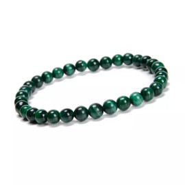 Unbranded Natural Malachite Smooth Round Beaded Bracelet 6mm 7.5'' Length Sold by Piece