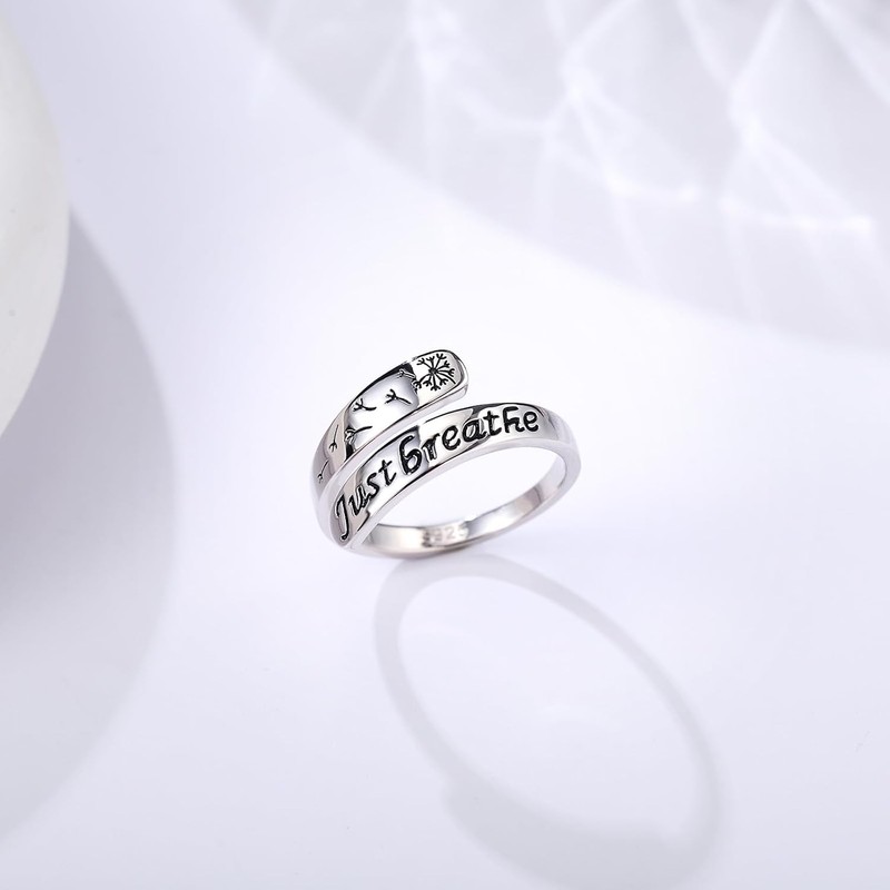 Anillo de plata de ley 925 con texto en inglés