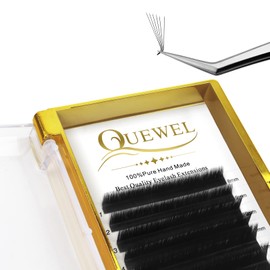 QUEWEL Self-Fanning Eyelashes, L Curl Volume Eyelashes for Eyelash Extension, 0.05 Thickness Mix 8-15 mm, Easy Fan Lashes, Eyelash Extensions, L Curl Volume Technology, Car Fanning Eyelashes