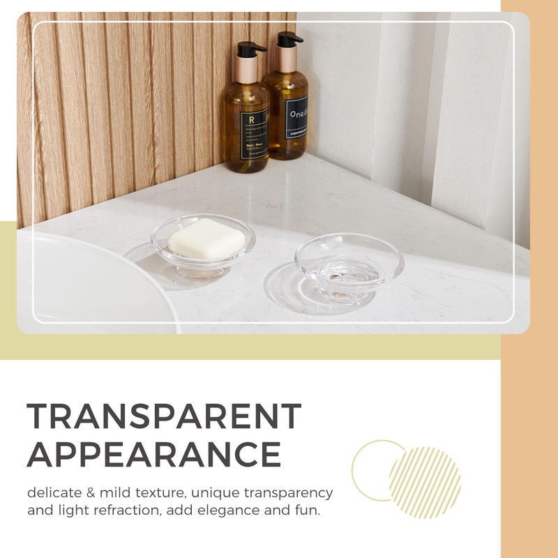 2 Pack Bathroom Soap Dishes, Transparent Round Soap Tray for
