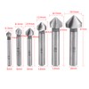 6pcs High Speed Steel Round Shank 3-Flute Countersink Cutter Bits