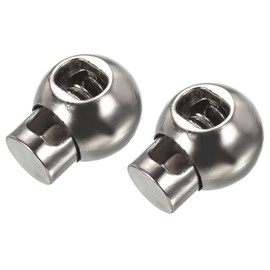 METALLIXITY Plastic Cord Lock End Toggle (0.33" x 0.24")10pcs, Single Hole Spring Stopper Cord Stops Lanyard Clips Cord Adjuster for Clothing, Shoelaces, Drawstrings, Silver Tone