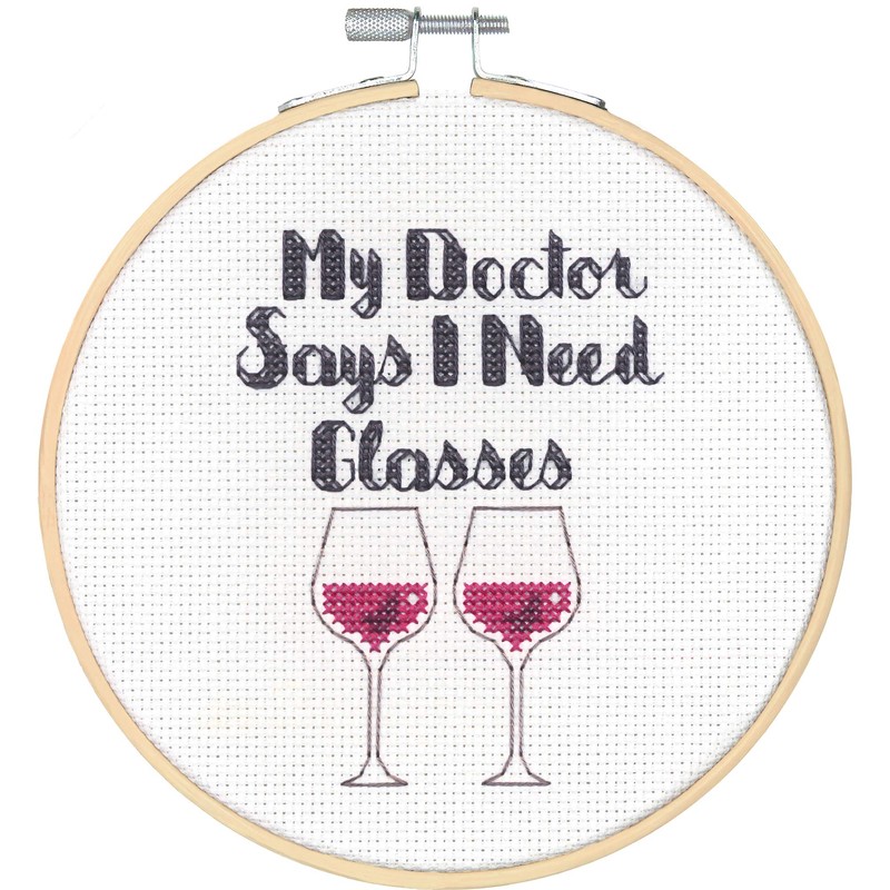 Dimensions 72-76190 Need Glasses Counted Cross Stich Kit, 14 White