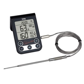TFA Dostmann 14.1512.01 Kitchen Chef Digital Barbecue Thermometer Roasting Thermometer, Monitor the Core Temperature and Cooking Chamber Temperature with Kink Protection and Alarm