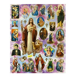 Gigi's Classy Kids 23 Pcs Catholic Religious Stickers: St Jude, Patrick, Jesus, Virgin Mary, Sacred Heart; Wall Stickers; Religious Decoration; Living Room
