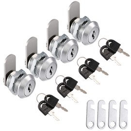 Litensh Set of 4 16 mm Mailbox Lock Set, Cam Lock Letter Box Lock Cylinder Lock Cam Lock Cabinet Lock Furniture Lock Drawer Lock Locker Door Lock with Key