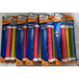 Banzai 5-Packs Of AQUA DIVE SEA PALS by Banzai, Swimming and Diving Stick Toys, 3 Each