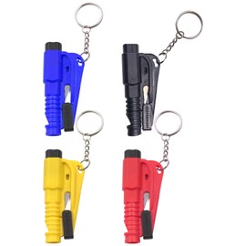 4 Pcs Car Window Breaker,2-in-1 Press-Type Windows Breaker Keychain,portable SeatBelt Cutter,Mini Safety Hammer,Glass Breaking Tools,Emergency Escape Tool for Land and Underwater Cars Escape