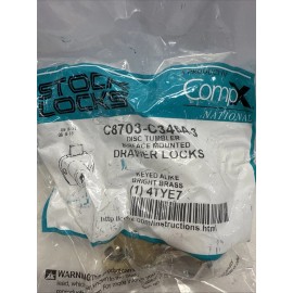 Compx National Stock Locks C8703 C346A 3 Cabinet Drawer Dead Bolt Keyed Alike