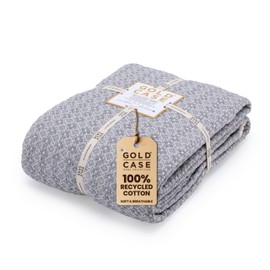 Gold CASE Turkish Bed Blanket - 100% Recycled Cotton Bed Blankets 71x90 - Soft Cotton Blankets Twin/Twin XL Size - Layering Lightweight Twin Blankets Made of Warm Cotton for Bed & Couch - Grey