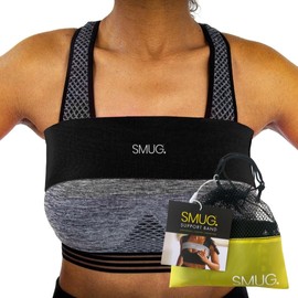 Booband x SMUG Breast Support Band - High Impact Sports Bra Alternative Running Accessory for Women - Zero Bounce, Prevent Sagging and Injury, Improve Posture, Black, Large