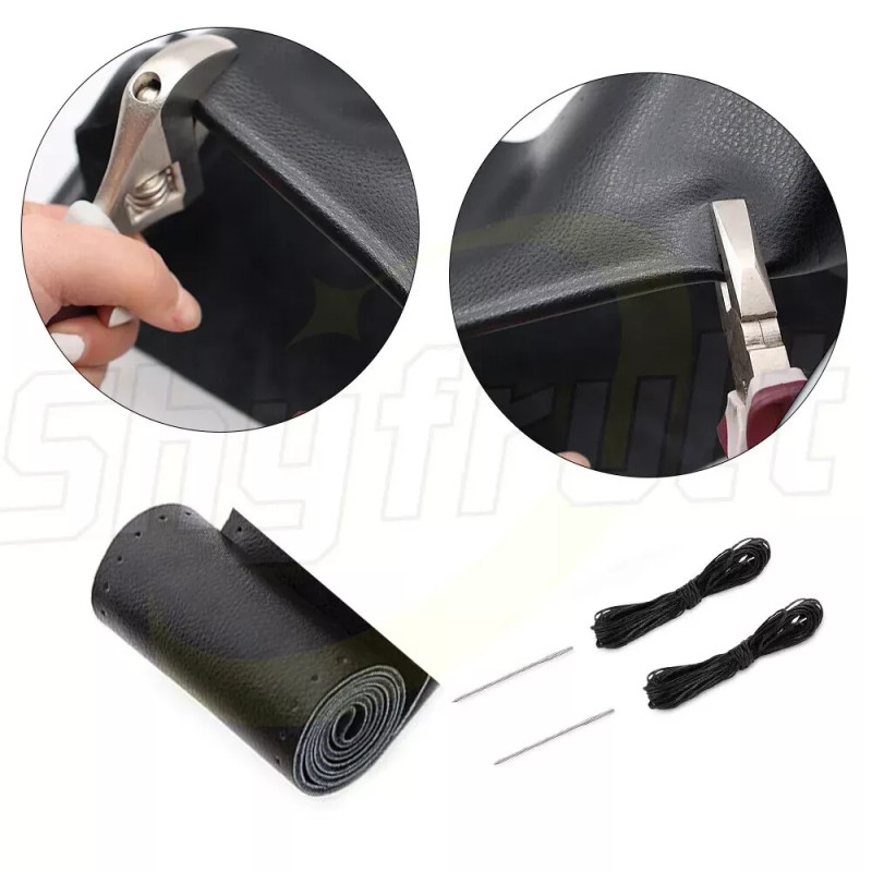 SHYFRULT For 2013-2018 Dodge Ram 1500 2500 3500 -Leather Wrap-Steering