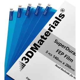 SuperDurable Strongest FEP Release Film 5 Pack (140mm x 200mm), x5 Harder, Made in Korea by 3DMaterials