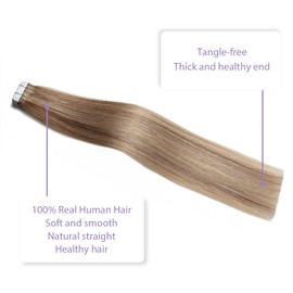Sindra Tape-In Extensions, Real Hair, Ash Blonde to Bleach Blonde, 20 Pieces, 50 g, 40 cm, Remy Real Hair Extensions, Tape Extensions, Real Hair, Silky Straight, #10/16/16, 16 Inches