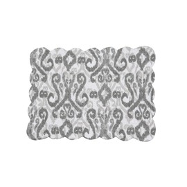 C&F Home Heather Grey & White Damask Reversible Diamond Rectangle Cotton Machine Washable Scallop Edge Quilted Single Placemat Single Placemat for Dining Kitchen Tabletop Home Decor Decoration 13" x