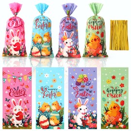 Thanksgiving Treat Bags, 100 Pcs Fall Maple Leaves Cellophane Candy Bag with Twist Ties, Plastic Clear Thanksgiving Goodie Bag for Autumn Thanskgivings Theme Holiday Party Favor Supplies(4 Styles)