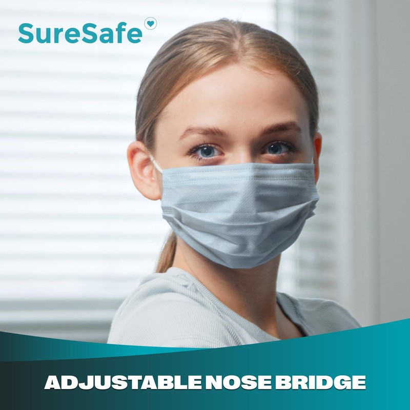 SureSafe 50 PCS ASTM Level-3 Masks Disposable, Blue face mask,
