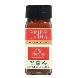 Pride of India - PACK of 6 - Red Chili Ground 2.1 oz (59 gm) Small Dual Sifter Jar | Traditional Indian Spice | Ideal for Gourmet & Savory Dishes Dishes | Non-Bioengineered, Gluten Free | Easy to Use