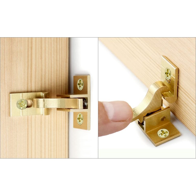 QWORK Brass Heavy Duty Elbow Latch Cabinet Door/Window Catch, 4