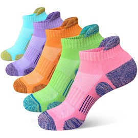 Heyoboy Womens Cotton Ankle Socks Anti-blister Thick Cushioned Wicking Athletic Running Socks 5 Pairs