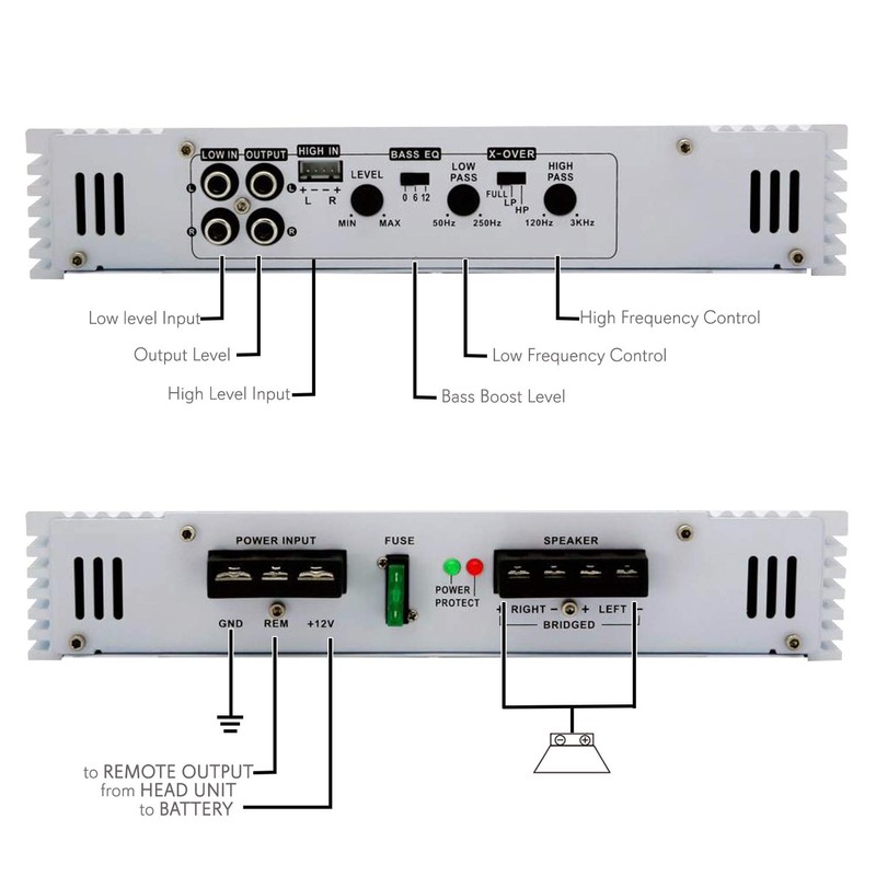 Pyramid 2 Channel Car Stereo Amplifier - 1000W Dual Channel
