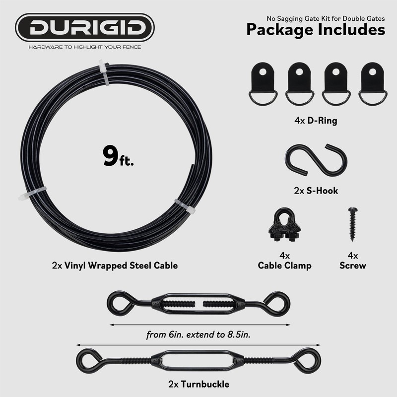 DURIGID Anti Sag Gate Kit D-Ring Fence Gate Kit, Anti