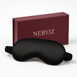 NEBYIZ 3D Satin Sleep Mask for Women & Men,Luxe, Silky 100% Satin Eye Mask with Soft and Stretchy Elastic Strap,Total Darkness for Deep Sleep,Breathable,Pressure Free Comes İN A PREMİUM GİFT Box
