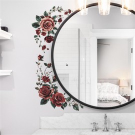 Hikosiya Wall Sticker Flower Hydrangea Summer Flower Roses Butterfly Interior Furniture Appliances Hide Scratches Sticker Toilet Bowl Seal Nordic Modern Art Cute Toilet Wallpaper Sticker Stylish Bathroom Toilet Sticker DIY Wallpaper Removable PVC Material Living Waterproof Room Decor Pink Blue Red Green Purple Red Wall Decor (Rose, 11.4 x 11.4 inches (29 x 29 cm)