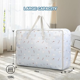 Romon Borsa Portaoggetti, 1 Pezzi 105L Borse di Stoccaggio Trasloco Grandi Impermeabile con Cerniera e Maniglia, Borsoni Sacchetti Pieghevole Scatole Armadio Viaggio per Vestiti Coperte Trapunte, Blu