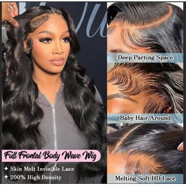 Neailrtise 26 Inch Body Wave Lace Front Wigs Human Hair Pre Plucked 200% Density 13x4 HD Lace Frontal Wigs Human Hair for Women 10A Body Wave Glueless Wig with Baby Hair