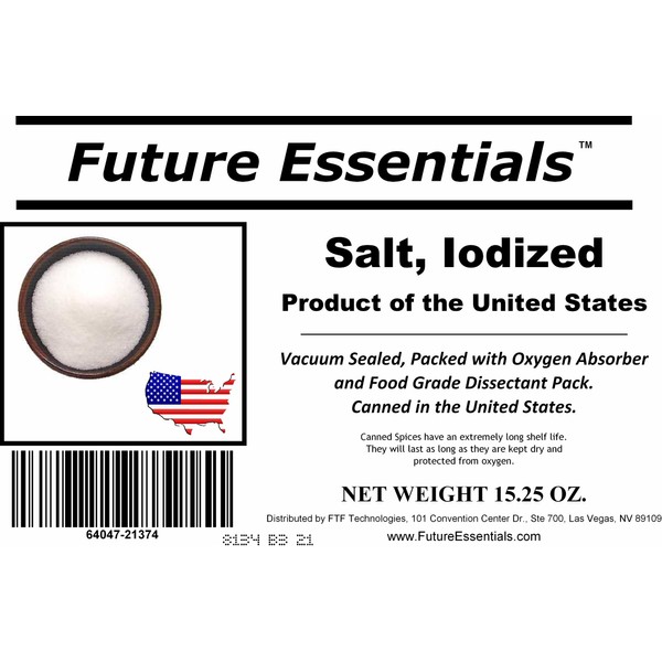 1 Case/12 Cans of Future Essentials Canned Iodized Salt 32 oz per can