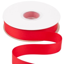 Ribbonitlux 1 Inch Tape Twill Ribbon - 25 Yard Soft Red Herringbone Bias Tape for DIY Craft, Sewing, Gift Wrapping, and Home Decor