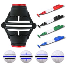 NISHZHU Golf Ball Marker Stencil with 4 Color Marker Pens, 360°/180° Triple Line Golf Ball Markers Kit Golf Ball Liner Drawing