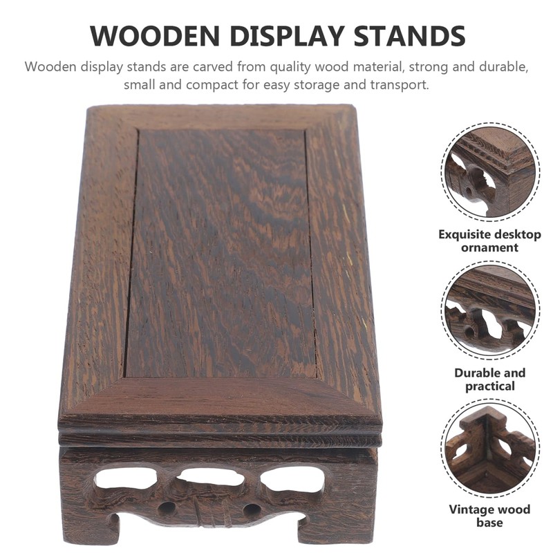CIYODO Wooden Display Stand for Bonsai and Ornaments Square Vintage