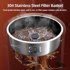 TERUISI Coffee Urn, 65 Cups/9L Commercial Coffee Maker, 1300W Large Coffee Maker Hot Water Tea Urn with Filter Basket & Adjustable Temperature, Stainless Steel Hot Drink Beverage Dispenser