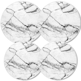 Stove Burner Covers Set Of 4,Elegant White And Black Marble Texture Round Covers For Electric Stovetop Covers 8 Inches And 10 Inches Metal Stove Burner Cover White Border