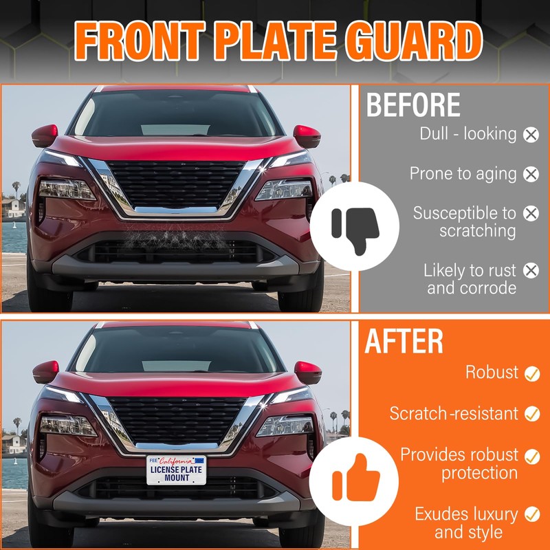 ABS Front License Plate Holder Compatible with 2021 Nissan Rogue,