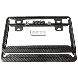 Kuroobaa Car Exterior License Plate Frame Set of 2 with License Plate Bolt (Carbon Pattern)