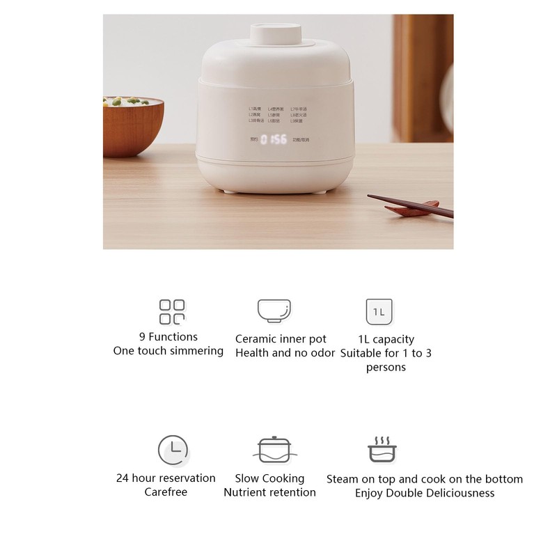 Electric Stew Pot, 200W Soup Pot Slow Cooker with 24